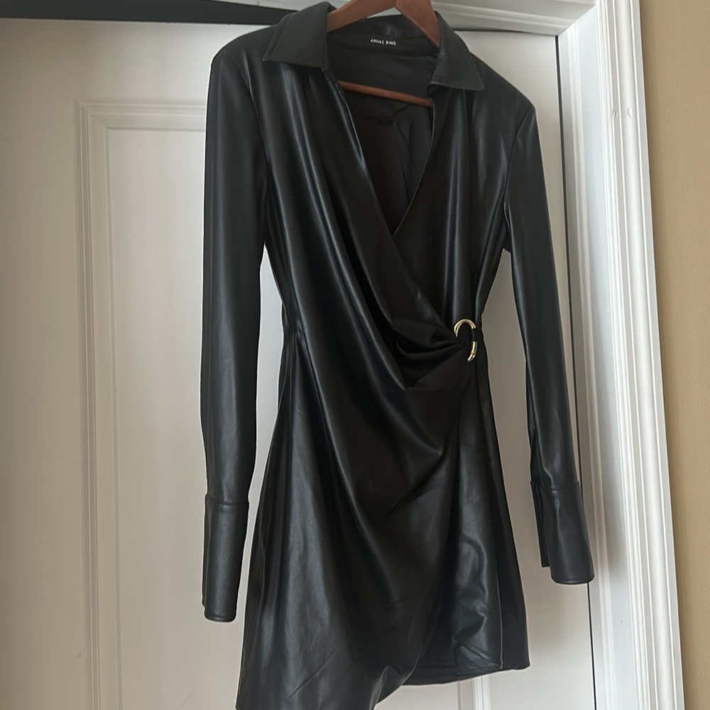 Anine Bing Joey Faux leather mini wrap dress - Picture 12 of 14